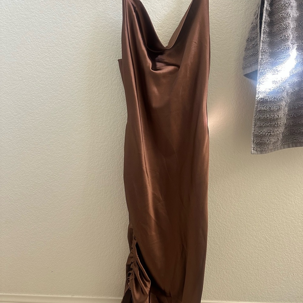 Brown satin dress